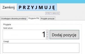 przyjęcia z produkcji ilość