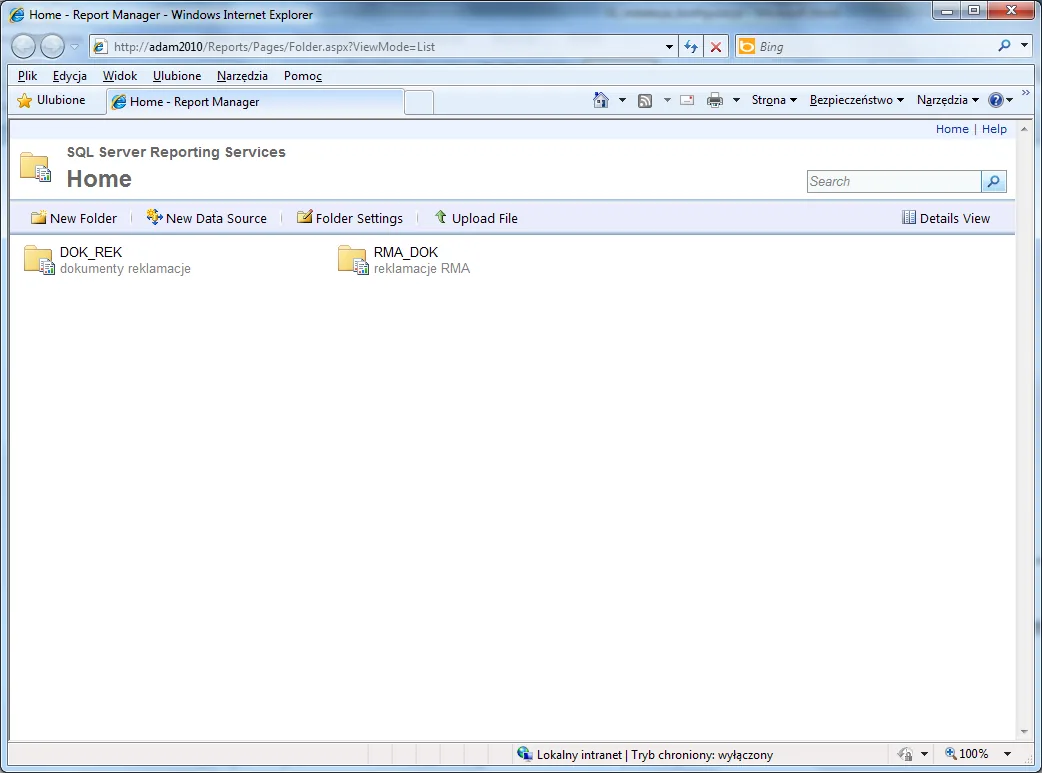 sql server reporting services foldery