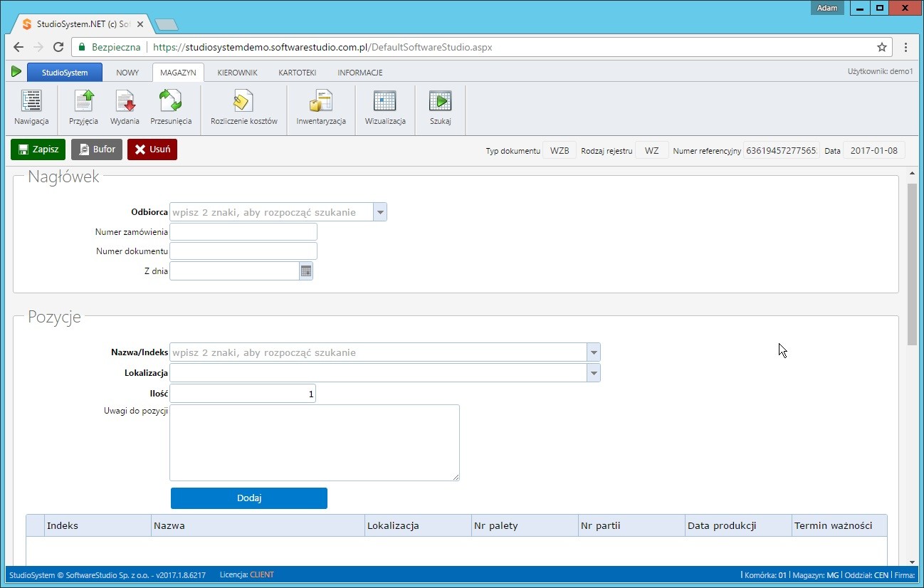 oprogramowanie magazynowe wydanie wz