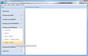 konfiguracja informacji insert update