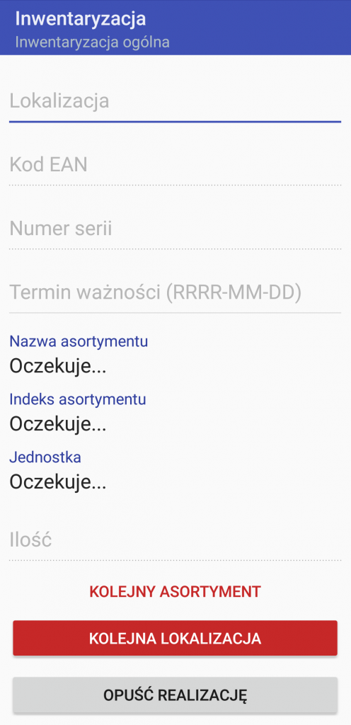 Android WMS inwentaryzacja magazynu