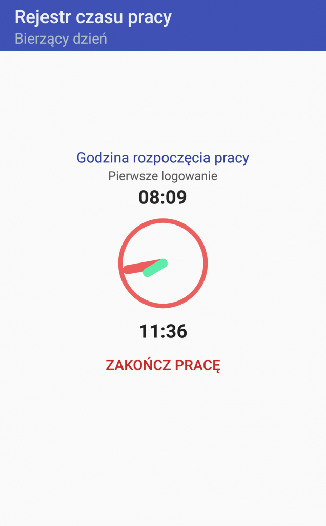 Android WMS rejestracja czasu pracy