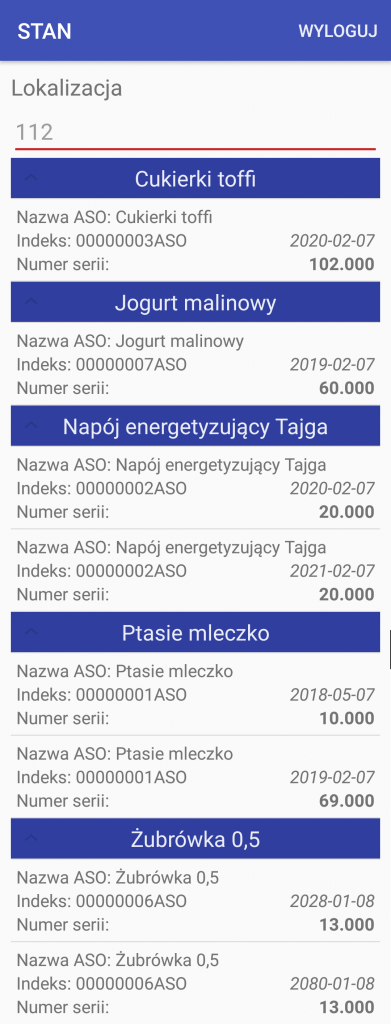 Android WMS stany magazynowe 2