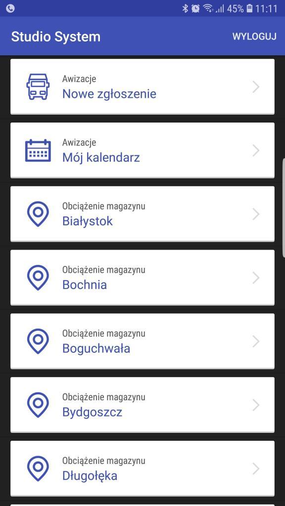 Awizacja Android menu