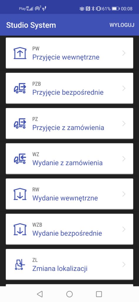 aplikacja magazynowa Android